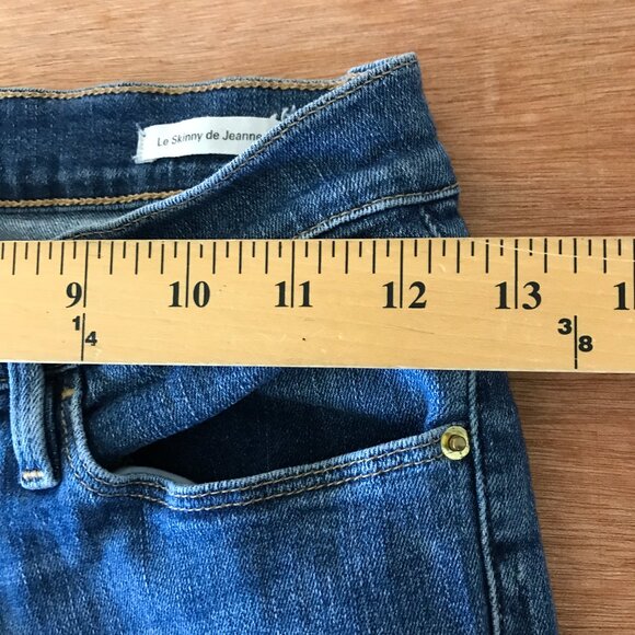 Frame Le Skinny De Jeanne Jean Women 27 Blue Mid Rise Distressed Medium Wash - Picture 11 of 13